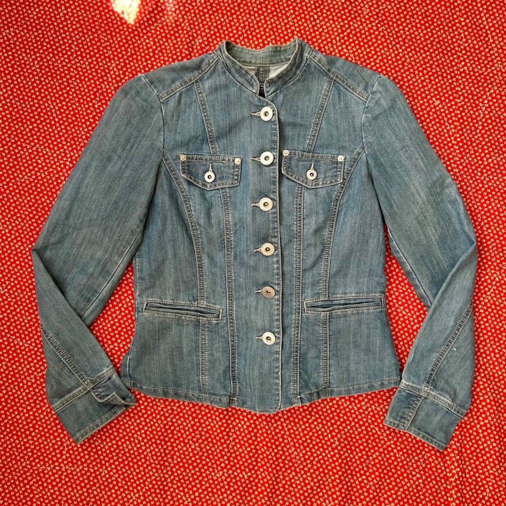 Baccini Vintage 2000s Denim equestrian napoleon style Jacket Blue Small